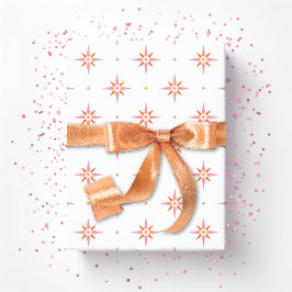 Sterne und Punkte in Rosa und Orange Geschenkpapier