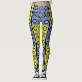 Sterne und Räder in blau und gelb Leggings
