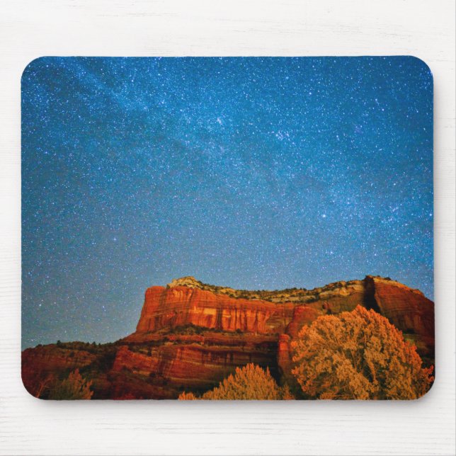 Sterne und roter Rock Mousepad (Vorne)