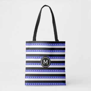 Sterne und schwarze blaue und weiße Streifen Tasche