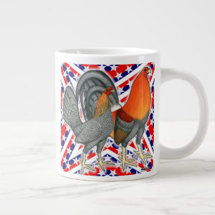 Sterne und Streifen Kampfhühner Jumbo-Tasse