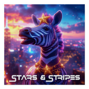 Sterne und Streifen mit ZEBRA ZANZIBAR Poster