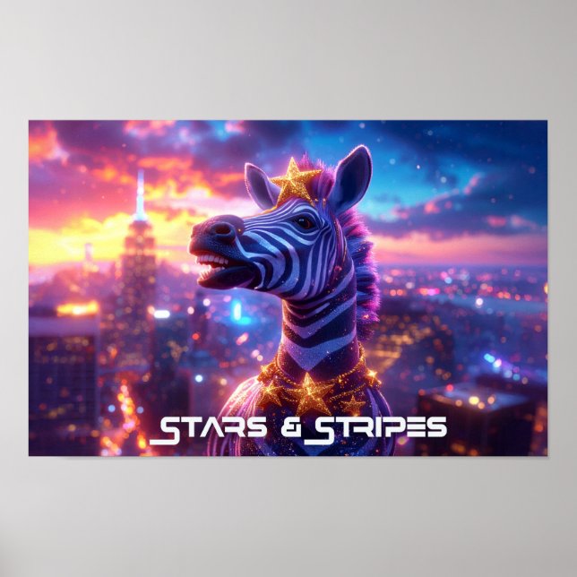 Sterne und Streifen mit ZEBRA ZANZIBAR Poster (Vorne)