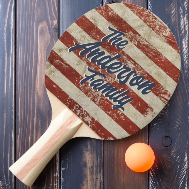 Sterne und Streifen Vintag Familienname Tischtennis Schläger (Von Creator hochgeladen)