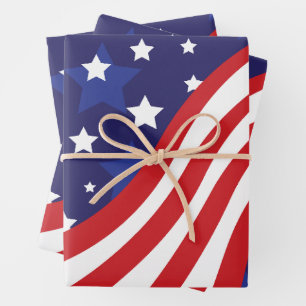 Sterne und Streifen wehen Geschenkpapier Set