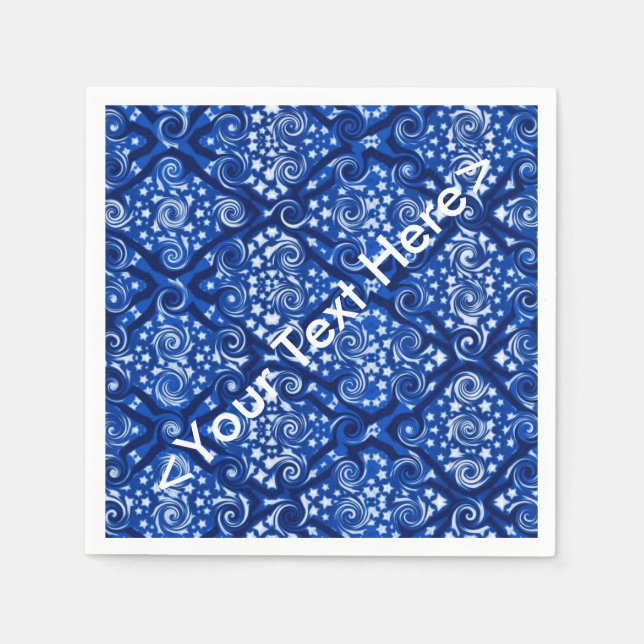 Sterne und Wirbel Blaues Personalisiertes Neapel Serviette (Vorderseite)