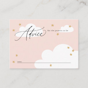 Sterne und Wolken Pink Baby Shower Ratschläge Begleitkarte