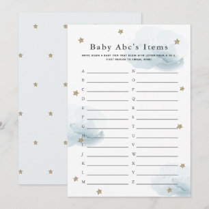 Sterne & Wolken Baby ABC Item Duschgel Blue Card Einladung