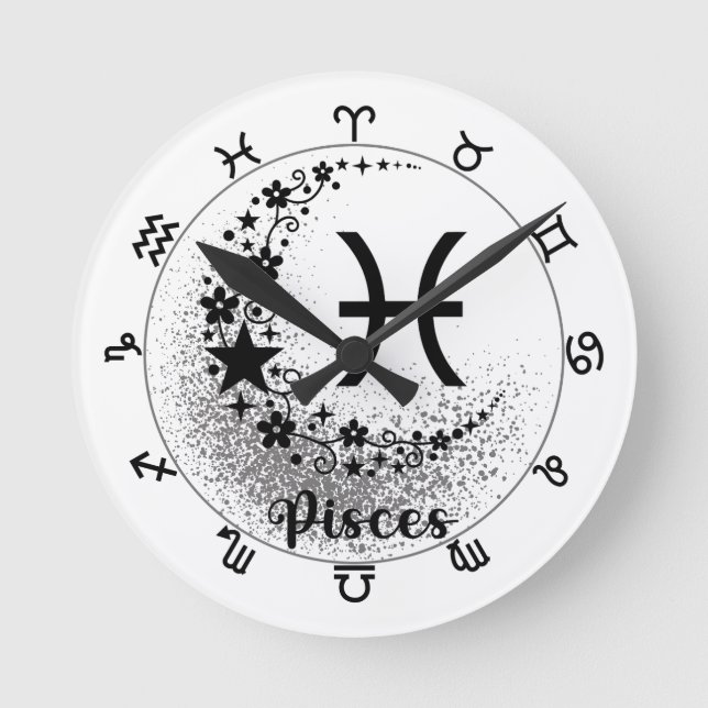 Sterne Zeit! Finde deine magische Zodiakuhr! Runde Wanduhr (Vorderseite)