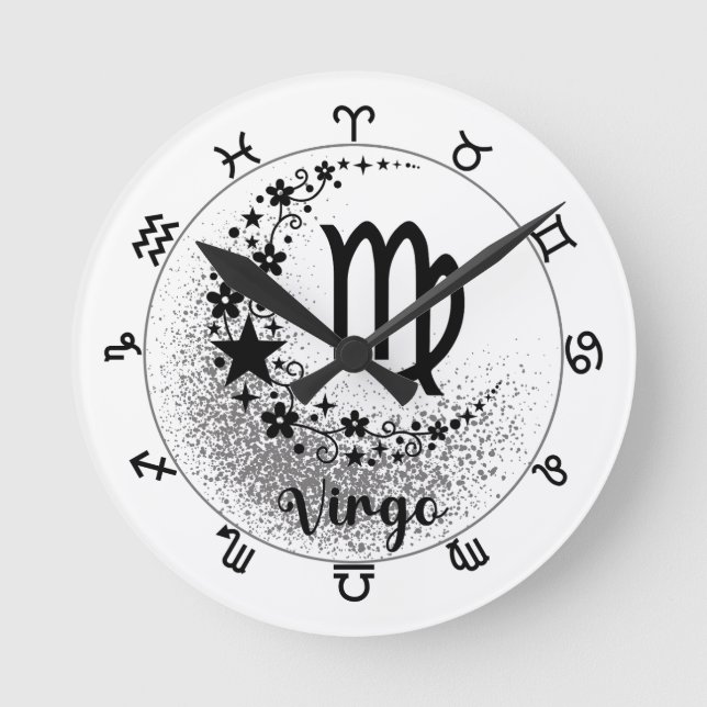 Sterne Zeit! Finde deine magische Zodiakuhr! Runde Wanduhr (Vorderseite)