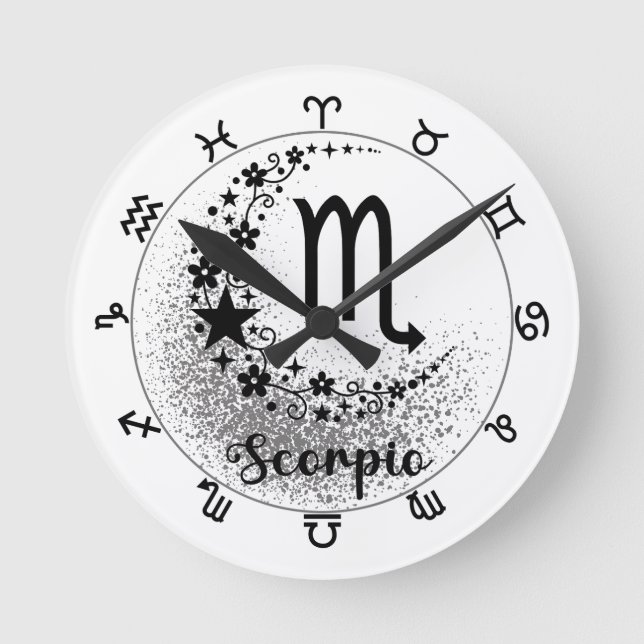 Sterne Zeit! Finde deine magische Zodiakuhr! Runde Wanduhr (Vorderseite)