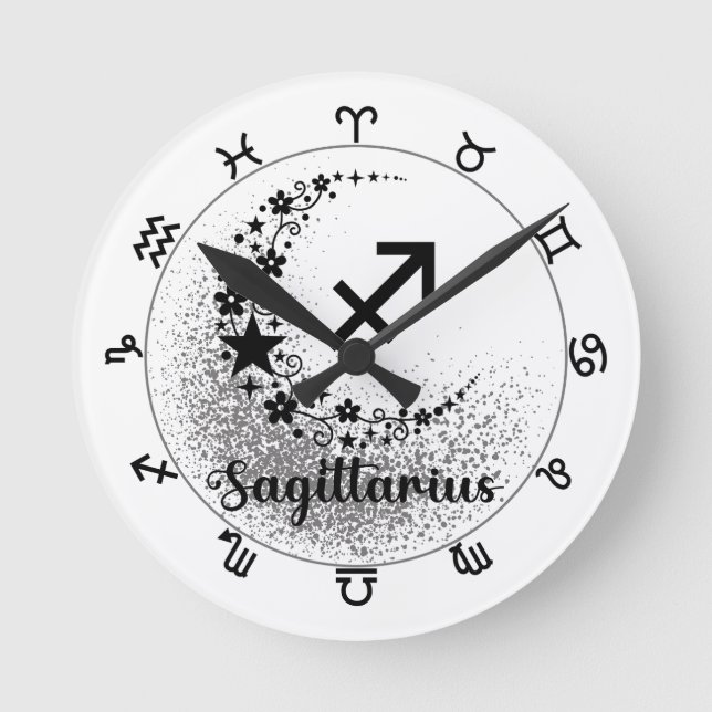 Sterne Zeit! Finde deine magische Zodiakuhr! Runde Wanduhr (Vorderseite)