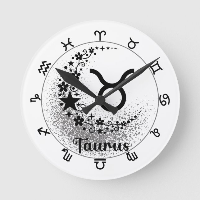 Sterne Zeit! Finde deine magische Zodiakuhr! Runde Wanduhr (Vorderseite)