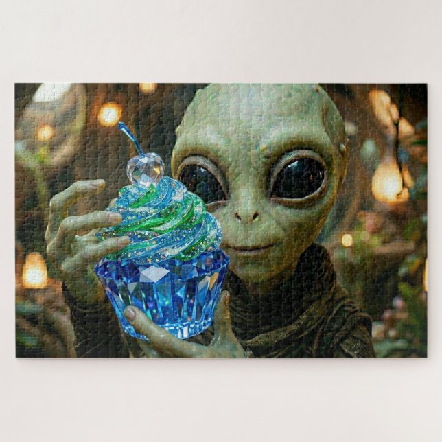 Sternen-Alien in Raumschiff Kristall-Cupcake  (Horizontal)