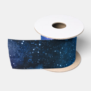 Sternen Galaxie Blau Nachthimmel Weiß Glitzern Mus Satinband