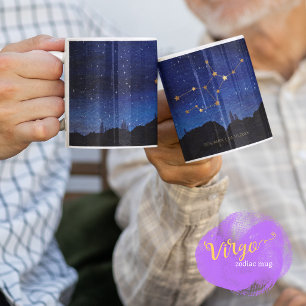 Sternen Nacht Bäume Gold Jungfrau Zodiac Sternbild Kaffeetasse