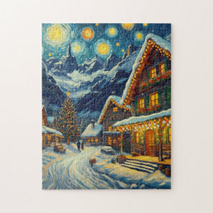 Sternen Nacht Bergdorf Weihnachten
