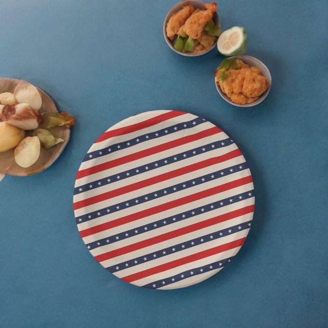 Sternen Streifen Kunst Pappteller (star stripes usa flag ,birthday,wedding,baby shower,special occasion event paper plate party supplie)