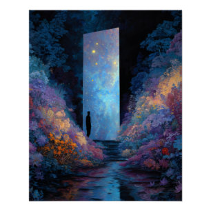 Sternen-Traumtor Purpurblaue Fantasie-Kunst Poster