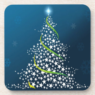 Sternen-Weihnachtsbaum auf Blauem Set aus Kork-Unt Getränkeuntersetzer