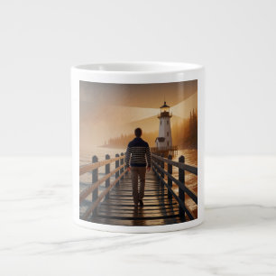Sternenbeleuchtete Leuchtturm-Brücken-Wildnis-Ruhe Jumbo-Tasse