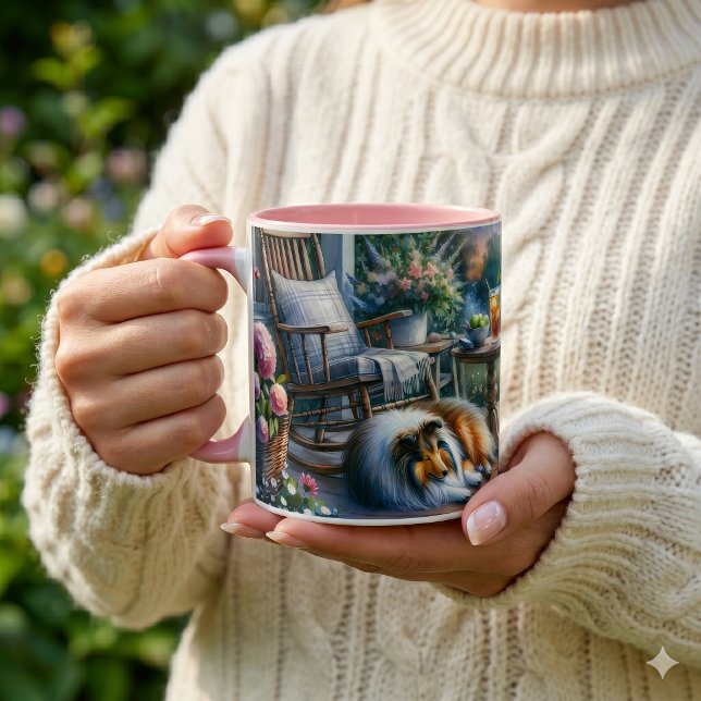 Sternenbepflanzte Veranda Sheltie Traum Tasse (Starlit Garden Porch Sheltie Dream Mug)