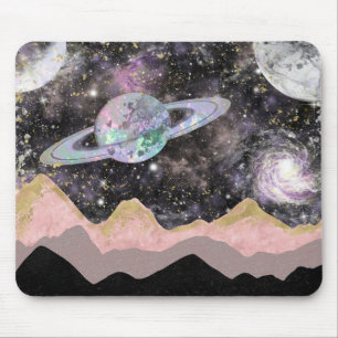 Sternenberge Gold Sternhimmel Galaxie Planeten Mousepad