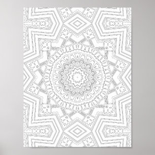 Sternenexplosion Geometrie Malvorlage Kunstdesign Poster