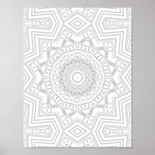 Sternenexplosion Geometrie Malvorlage Kunstdesign Poster (Vorne)