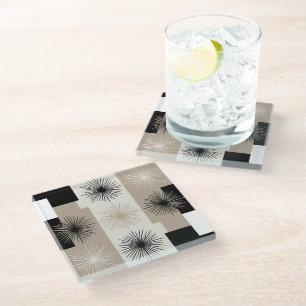 Sternenexplosion Minimalistisches Design Beige Wei Glasuntersetzer