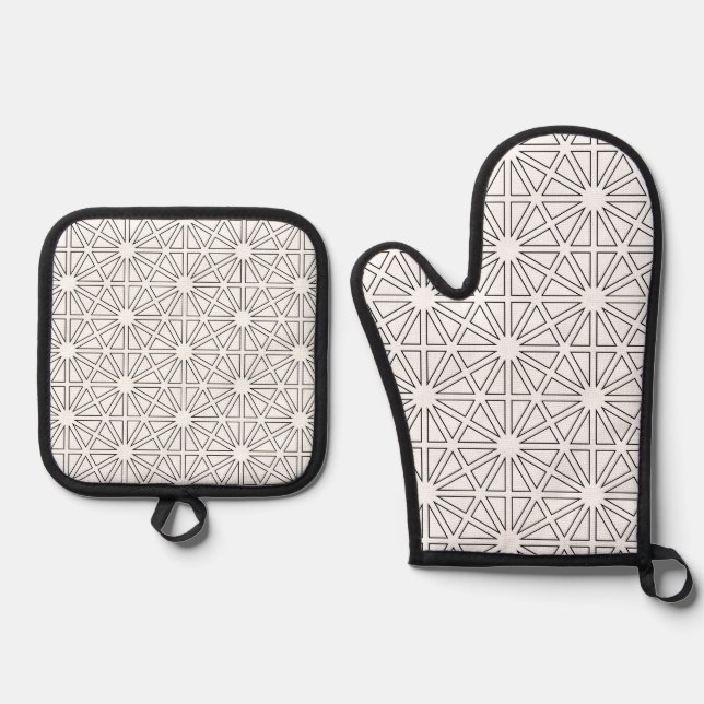 Sternenexplosions-Geometrie-Muster Ofenhandschuh & Topflappen-Set (Vorderseite)