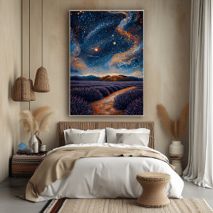 Sternenfeld im Lavendelton im Stil des Pointillism Poster
