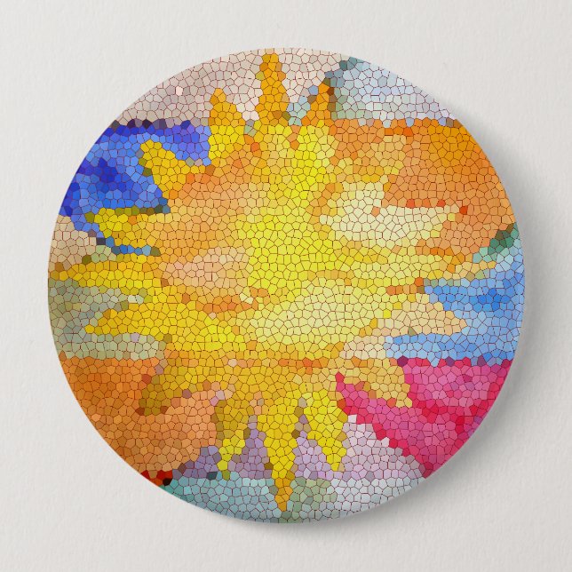 Sternenglanz Sonne  Helle Fröhliche Bunte Sterne S Button (Vorderseite)