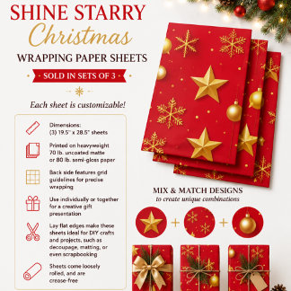 Sternenglänzendes Weihnachten Geschenkpapier Set