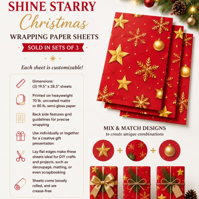 Sternenglänzendes Weihnachten Geschenkpapier Set (Von Creator hochgeladen)