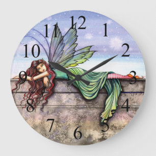 Sternengucker-Fee Fantasy Art Wanduhr