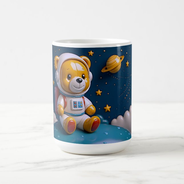 Sternengucker-Teddybär-Astronaut Kaffeetasse (Mittel)