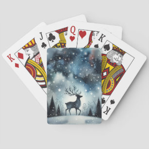 Sternenhafte Winternacht Hirsche Spielkarten