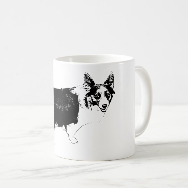 Sternenheller Corgi-Jubel Kaffeetasse (VorderseiteRechts)