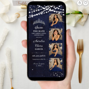 Sternenhimmel Marineblaue Quinceañera-Fotokabine Save The Date