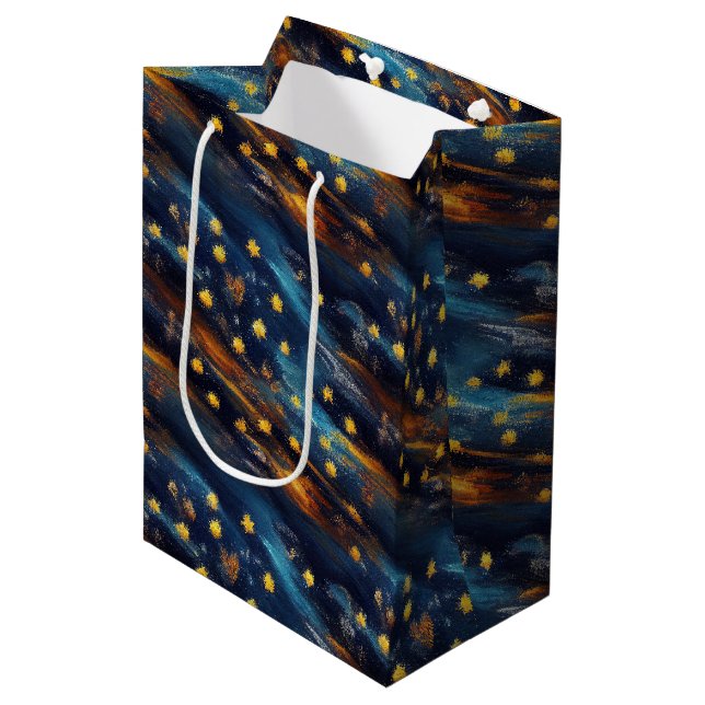 Sternenhimmel Mittlere Geschenktüte (Vorderseite Schrägansicht)
