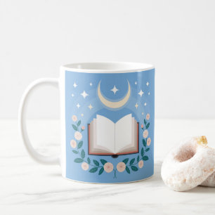 Sternenhimmel-Mond-Blumen-Buchliebhaber-Klassische Kaffeetasse