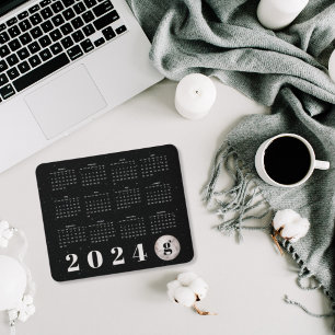 Sternenhimmel Mond Monogramm Kalender 2024 Mousepad