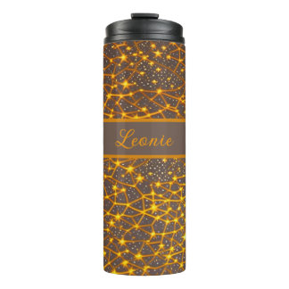 Sternenhimmel Orange braun gelb Muster Thermosbecher
