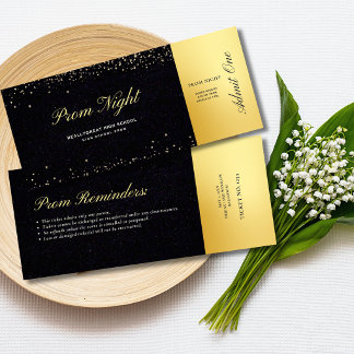 Sternenhimmel Schwarz und Gold Abschlussball-Ticke Einladung