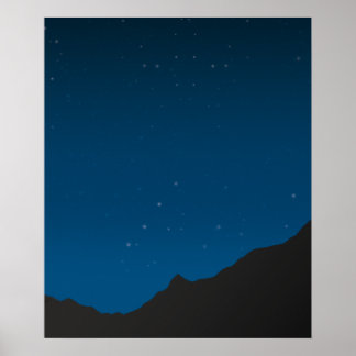 Sternenhimmel über den Bergen am Nachtplakat Poster