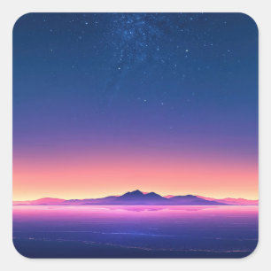 Sternenhimmel über entfernten Bergen Quadratischer Aufkleber