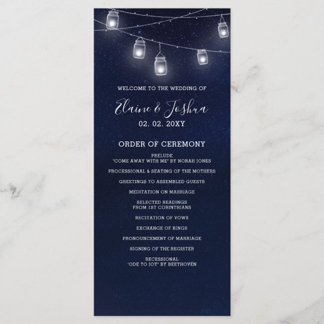 Sternenhimmelglas Hochzeitsprogramme Programm (Vorderseite)