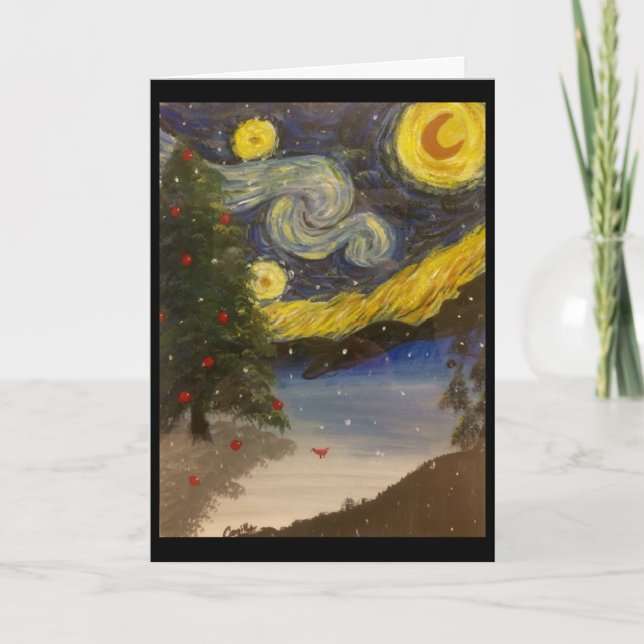Sternenklare Heilige Nacht Feiertagskarte (Vorderseite)
