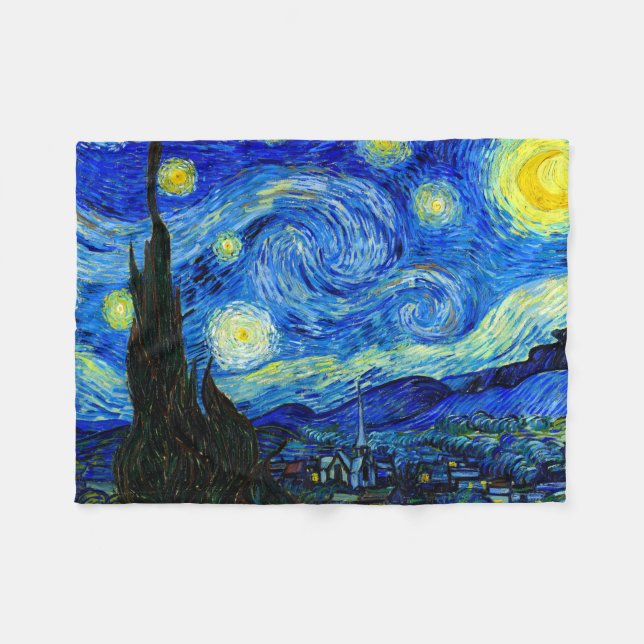 Sternenklare Nacht durch Van- Goghschöne Kunst Fleecedecke (Vorderseite (Horizontal))